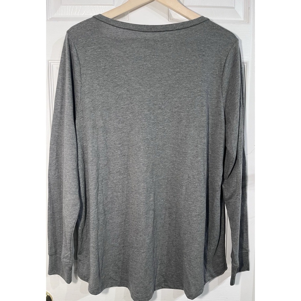 Torrid Girlfriend Tee 1X Gray V-Neck Long Sleeve Classic Fit NWT Plus Size - Picture 2 of 9